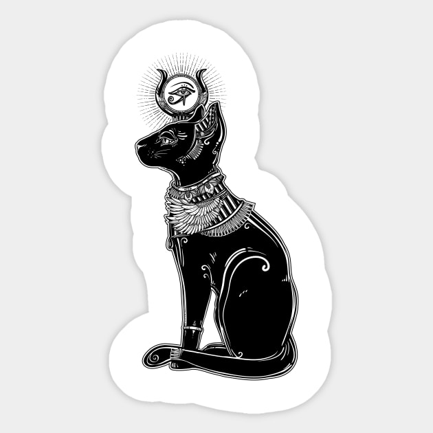 Bastet (the cat goddess) Sticker by DISOBEY